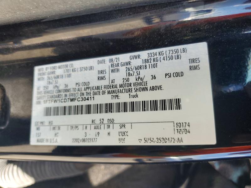 53735796 :رقم المزاد ، 1FTFW1CD7MFC30411 vin ، 2021 Ford F150 مزاد بيع