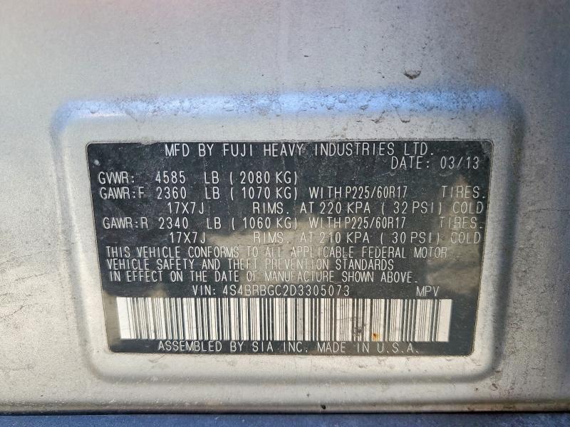 Продажа на аукционе авто 2013 Subaru Outback, vin: 4S4BRBGC2D3305073, номер лота: 53549676