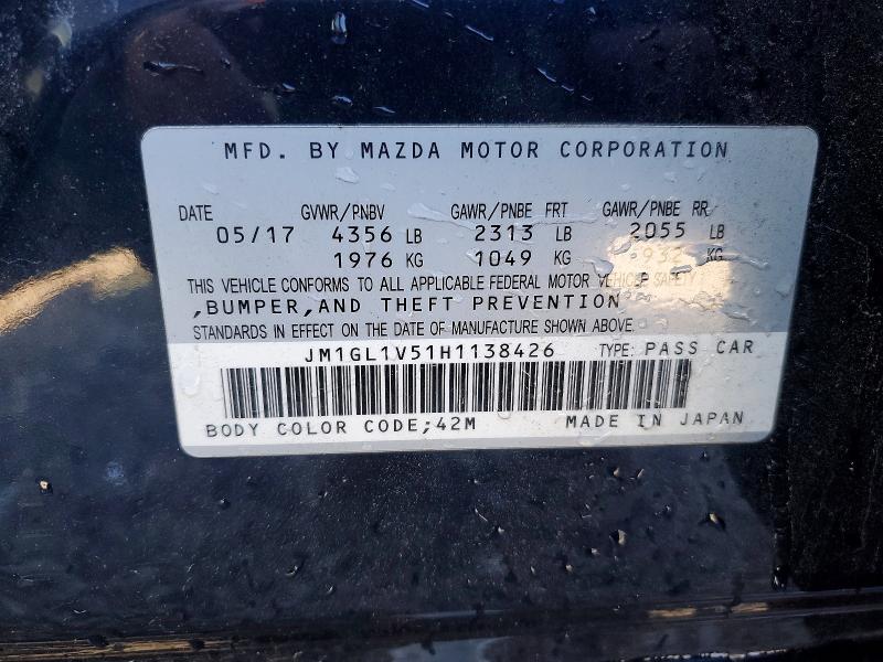Продаж на аукціоні авто 2017 Mazda 6, vin: JM1GL1V51H1138426, номер лоту: 51911826