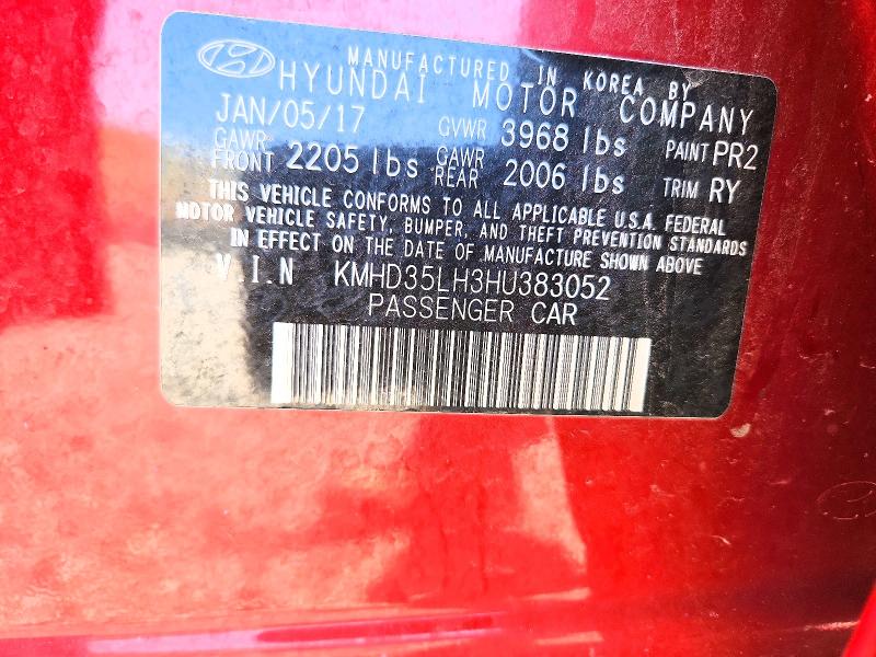 52834986 :رقم المزاد ، KMHD35LH3HU383052 vin ، 2017 Hyundai Elantra Gt مزاد بيع