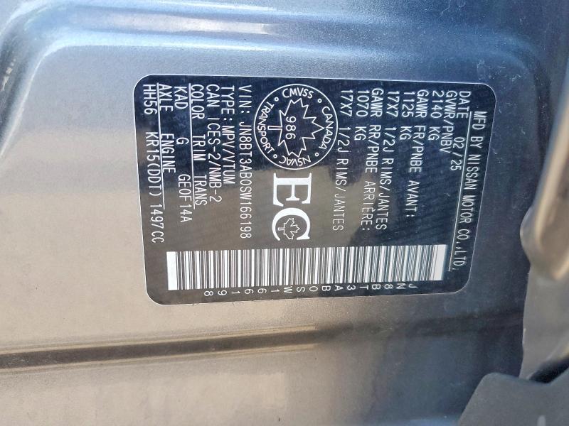 Продажа на аукционе авто 2025 Nissan Rogue, vin: JN8BT3AB0SW166198, номер лота: 54831386