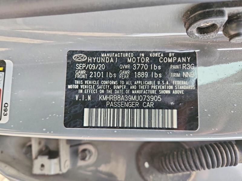 2021 Hyundai Venue მანქანა იყიდება აუქციონზე, vin: KMHRB8A39MU073905, აუქციონის ნომერი: 55131616