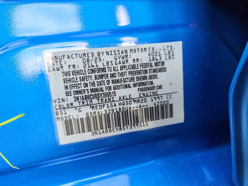 Продажа на аукционе авто 2025 Nissan Sentra, vin: 3N1AB8CV8SY399515, номер лота: 54760446