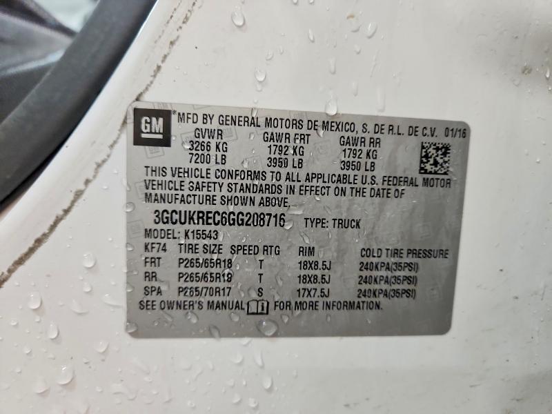 Продажа на аукционе авто 2016 Chevrolet Silverado, vin: 3GCUKREC6GG208716, номер лота: 54538286