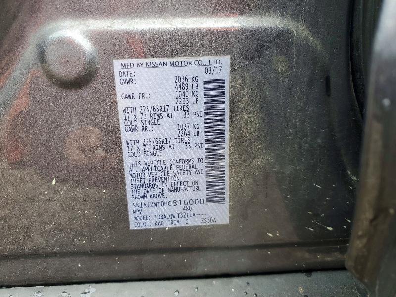 51628956 :رقم المزاد ، 5N1AT2MT0HC816000 vin ، 2017 Nissan Rogue مزاد بيع