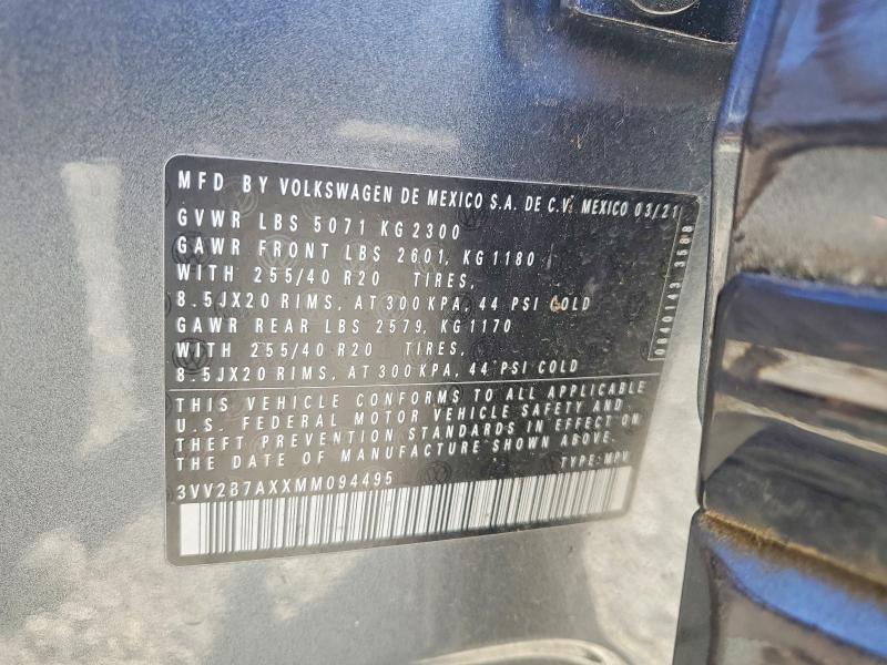 53099386 :رقم المزاد ، 3VV2B7AXXMM094495 vin ، 2021 Volkswagen Tiguan مزاد بيع