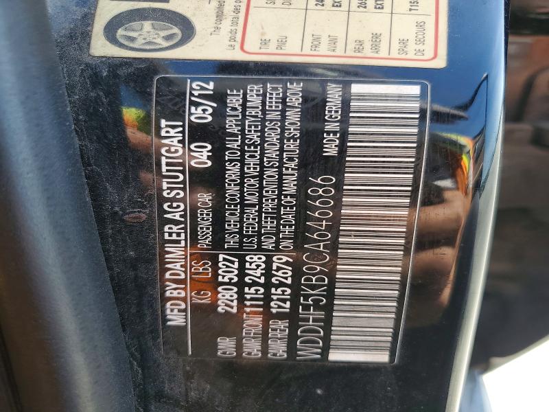 Aukcja sprzedaży 2012 Mercedes-benz E, vin: WDDHF5KB9CA646686, numer aukcji: 46781316