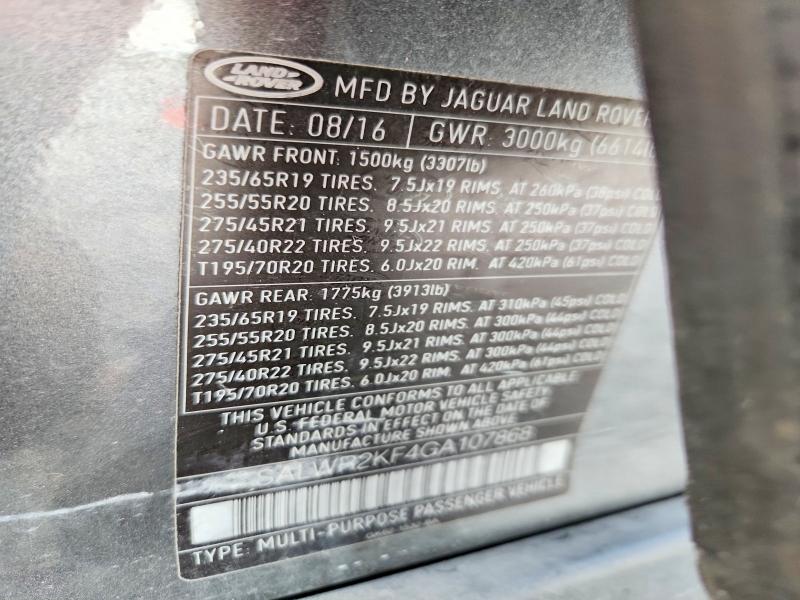 Aukcja sprzedaży 2016 Land Rover Range Rover Sport, vin: SALWR2KF4GA107868, numer aukcji: 53973896