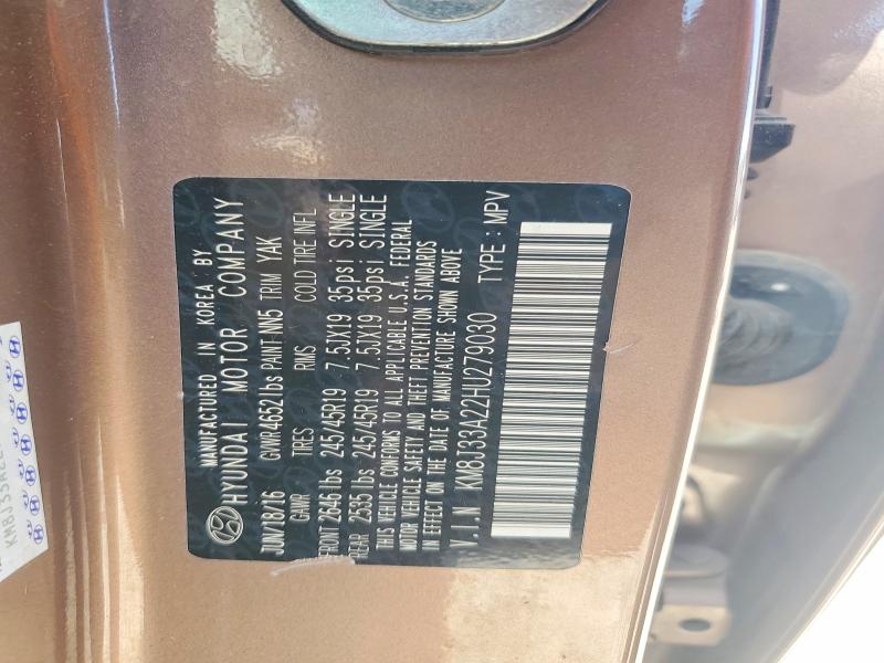 Aukcja sprzedaży 2017 Hyundai Tucson, vin: KM8J33A22HU279030, numer aukcji: 46836396
