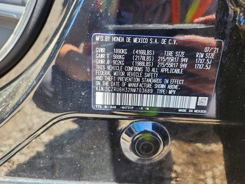 Aukcja sprzedaży 2022 Honda Hr-v, vin: 3CZRU6H32NM703689, numer aukcji: 55244236