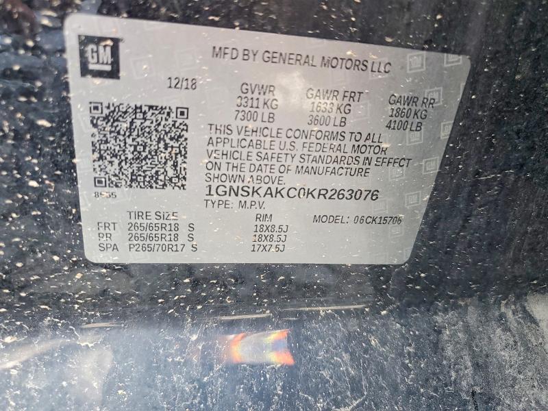 Продажа на аукционе авто 2019 Chevrolet Tahoe, vin: 1GNSKAKC0KR263076, номер лота: 55000596