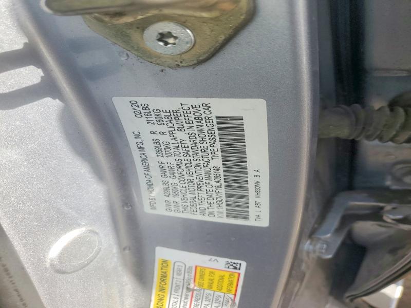 2020 Honda Accord მანქანა იყიდება აუქციონზე, vin: 1HGCV1F18LA065148, აუქციონის ნომერი: 53843096