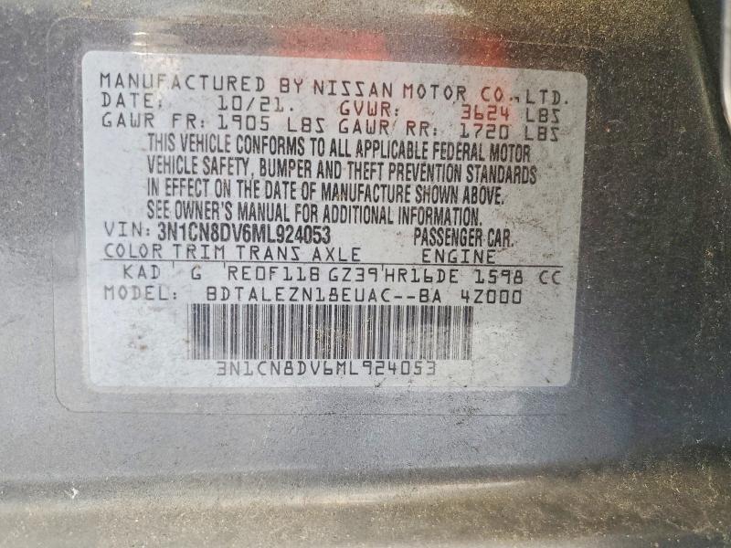 Aukcja sprzedaży 2021 Nissan Versa, vin: 3N1CN8DV6ML924053, numer aukcji: 53806956