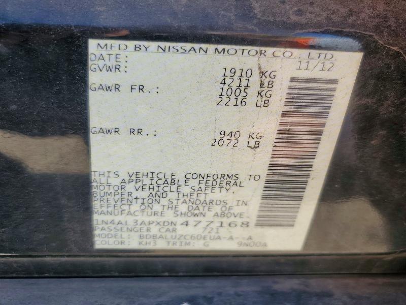Aukcja sprzedaży 2013 Nissan Altima, vin: 1N4AL3APXDN477168, numer aukcji: 54790986