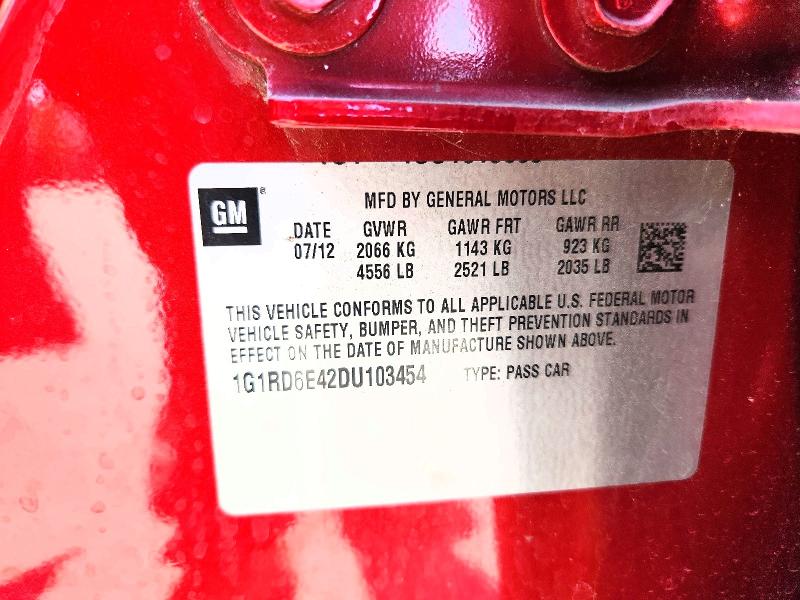 2013 Chevrolet Volt მანქანა იყიდება აუქციონზე, vin: 1G1RD6E42DU103454, აუქციონის ნომერი: 53288706