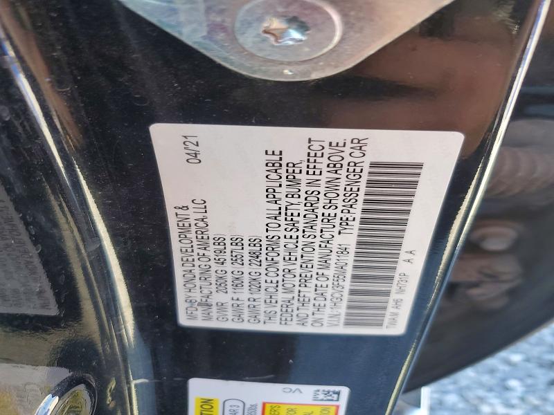 Продажа на аукционе авто 2021 Honda Accord, vin: 1HGCV3F55MA011841, номер лота: 53311066