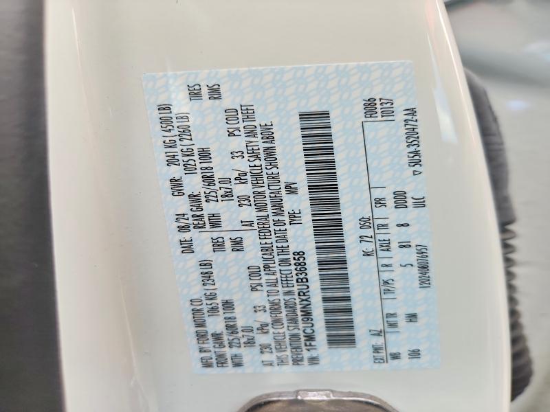 2024 Ford Escape მანქანა იყიდება აუქციონზე, vin: 1FMCU9MNXRUB36858, აუქციონის ნომერი: 53852086