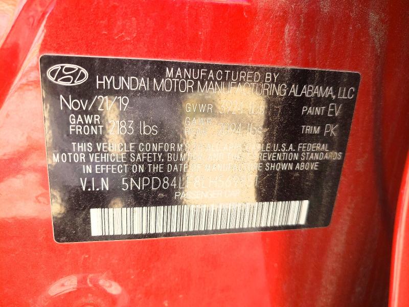 Aukcja sprzedaży 2020 Hyundai Elantra, vin: 5NPD84LF8LH569851, numer aukcji: 54189976