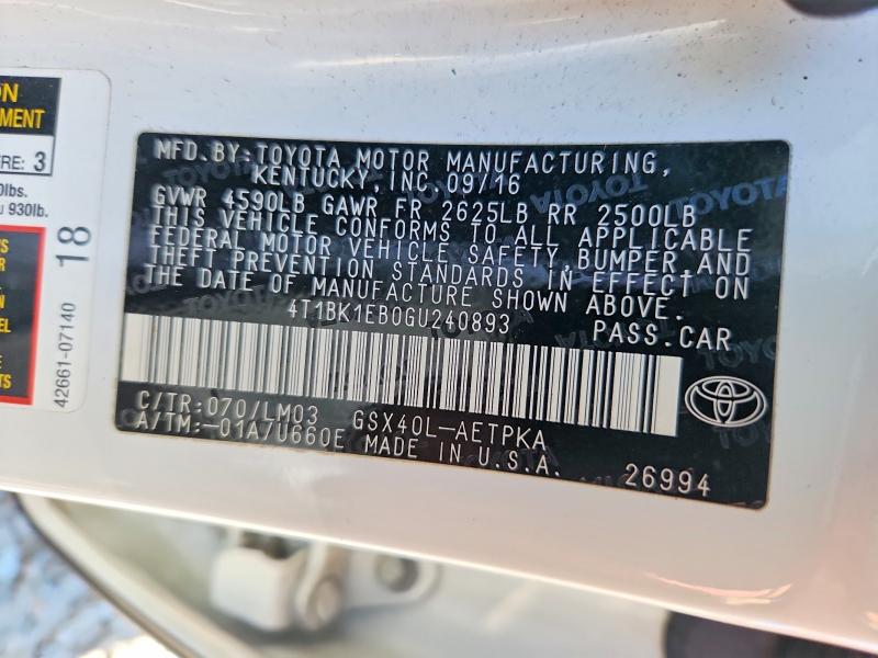 Aukcja sprzedaży 2016 Toyota Avalon, vin: 4T1BK1EB0GU240893, numer aukcji: 53068036