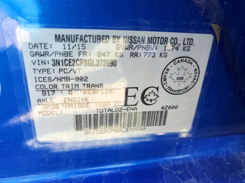 Aukcja sprzedaży 2016 Nissan Versa Note, vin: 3N1CE2CP8GL372690, numer aukcji: 55158906