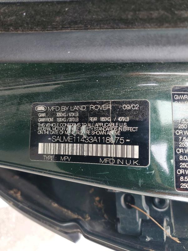 Продаж на аукціоні авто 2003 Land Rover Range Rover, vin: SALME11433A118075, номер лоту: 53131496