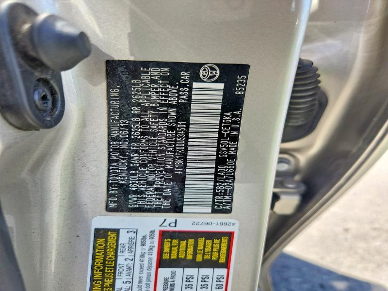 2013 Toyota Camry მანქანა იყიდება აუქციონზე, vin: 4T1BK1FK0DU534501, აუქციონის ნომერი: 53088556