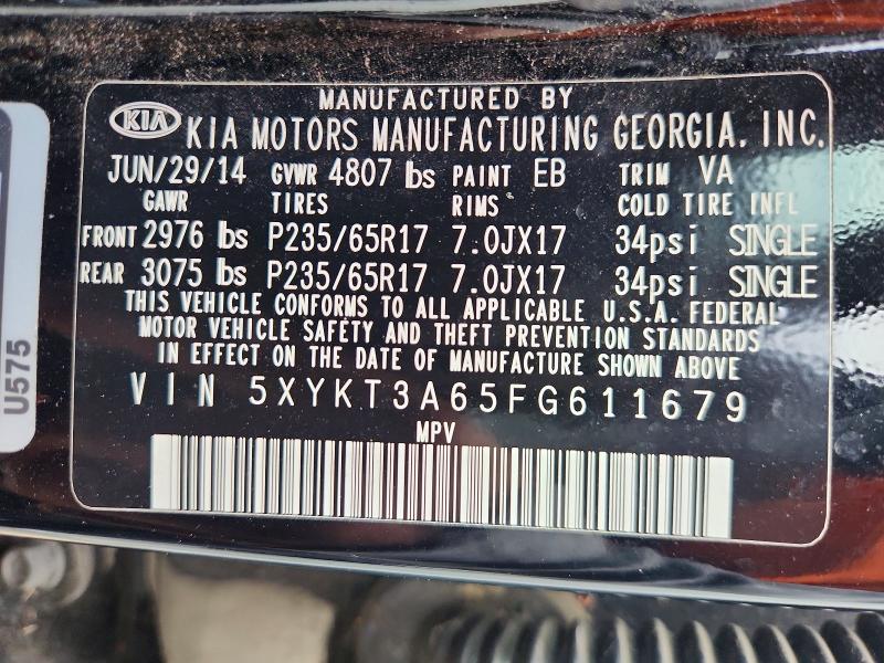 Продажа на аукционе авто 2015 Kia Sorento, vin: 5XYKT3A65FG611679, номер лота: 54175576