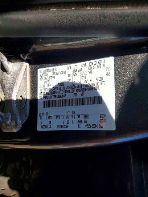 Продаж на аукціоні авто 2014 Ford Escape, vin: 1FMCU0F72EUB93656, номер лоту: 52315546