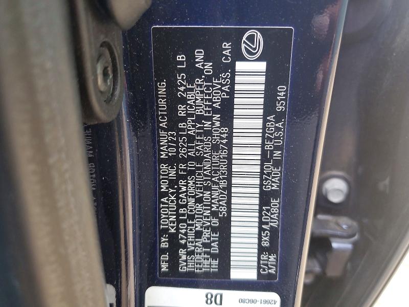 2024 Lexus Es 350 მანქანა იყიდება აუქციონზე, vin: 58ADZ1B13RU167448, აუქციონის ნომერი: 54291046