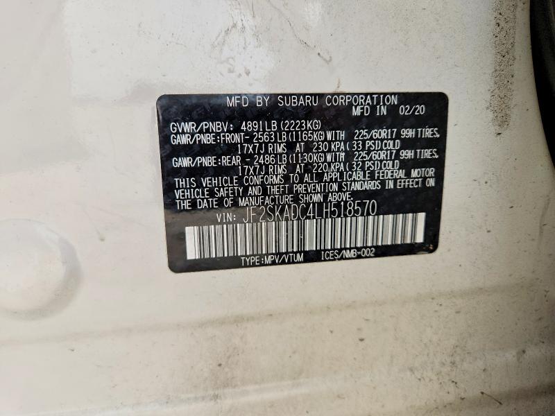 54879686 :رقم المزاد ، JF2SKADC4LH518570 vin ، 2020 Subaru Forester مزاد بيع
