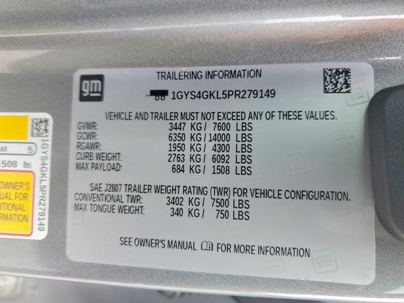 54773126 :رقم المزاد ، 1GYS4GKL5PR279149 vin ، 2023 Cadillac Escalade مزاد بيع