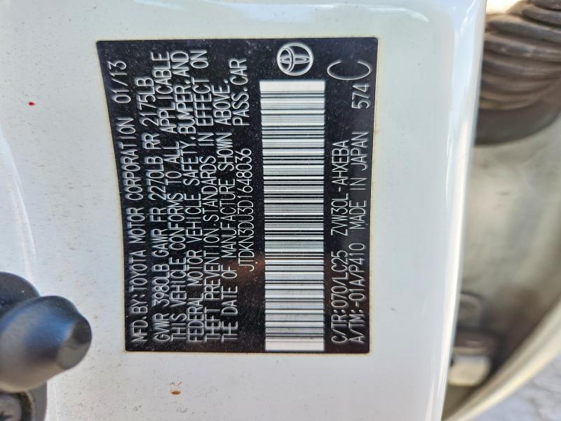 Aukcja sprzedaży 2013 Toyota Prius, vin: JTDKN3DU3D1648036, numer aukcji: 55163486