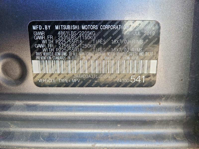 Aukcja sprzedaży 2020 Mitsubishi Outlander, vin: JA4AD3A31LJ000200, numer aukcji: 52914856