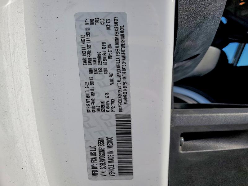2022 Ram Promaster 2500 მანქანა იყიდება აუქციონზე, vin: 3C6LRVDGXNE135581, აუქციონის ნომერი: 51261376