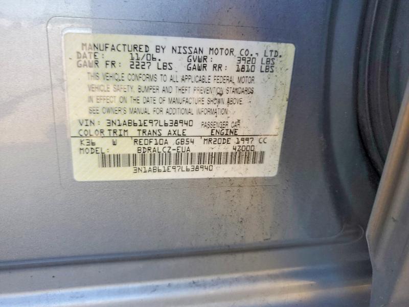 Продажа на аукционе авто 2007 Nissan Sentra, vin: 3N1AB61E97L638940, номер лота: 54277256