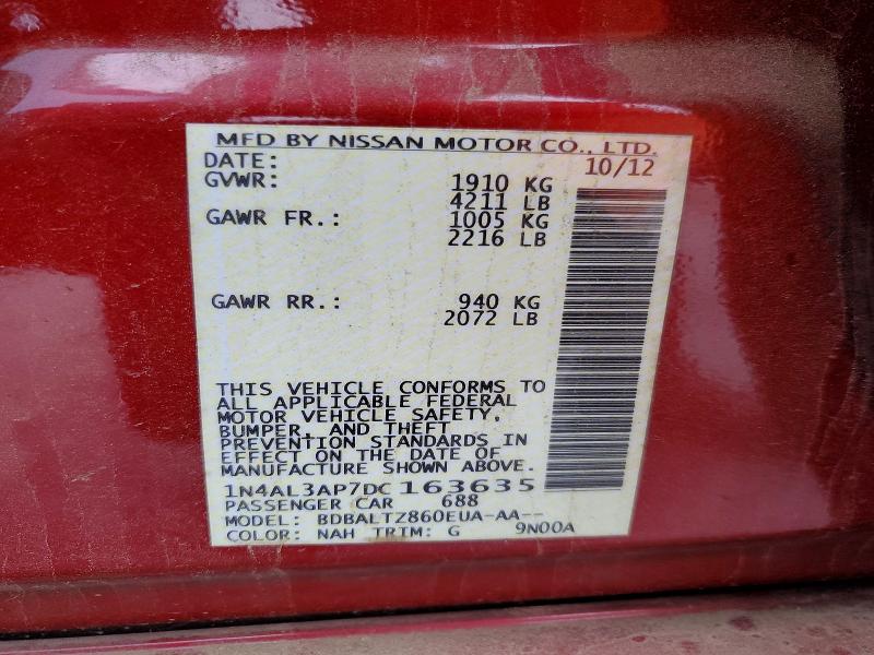 Aukcja sprzedaży 2013 Nissan Altima, vin: 1N4AL3AP7DC163635, numer aukcji: 53372966