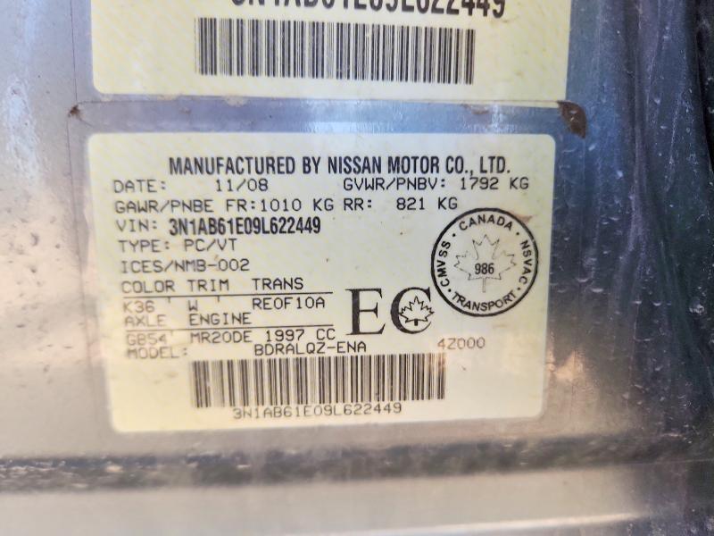 Aukcja sprzedaży 2009 Nissan Sentra, vin: 3N1AB61E09L622449, numer aukcji: 55793556