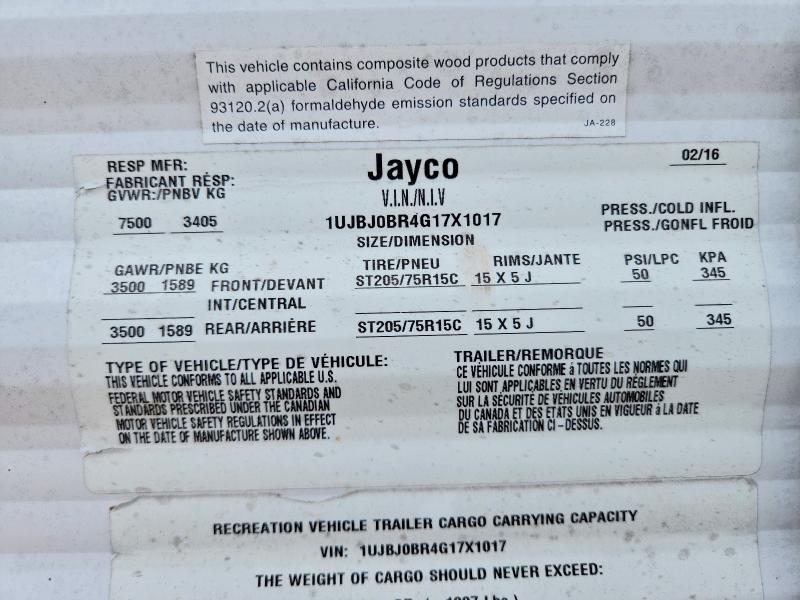 Продажа на аукционе авто 2016 Jayco Jay Jay Flight, vin: 1UJBJ0BR4G17X1017, номер лота: 51799126