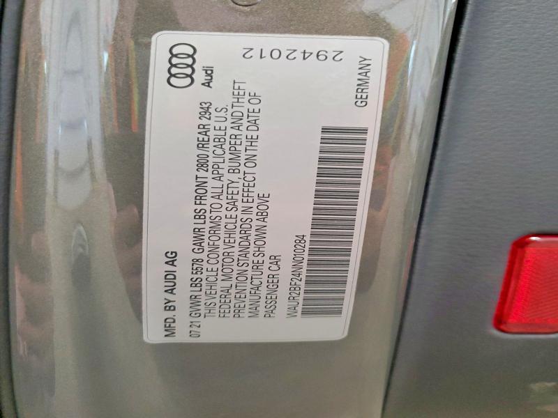 Aukcja sprzedaży 2022 Audi A7, vin: WAUR2BF24NN010284, numer aukcji: 54114626