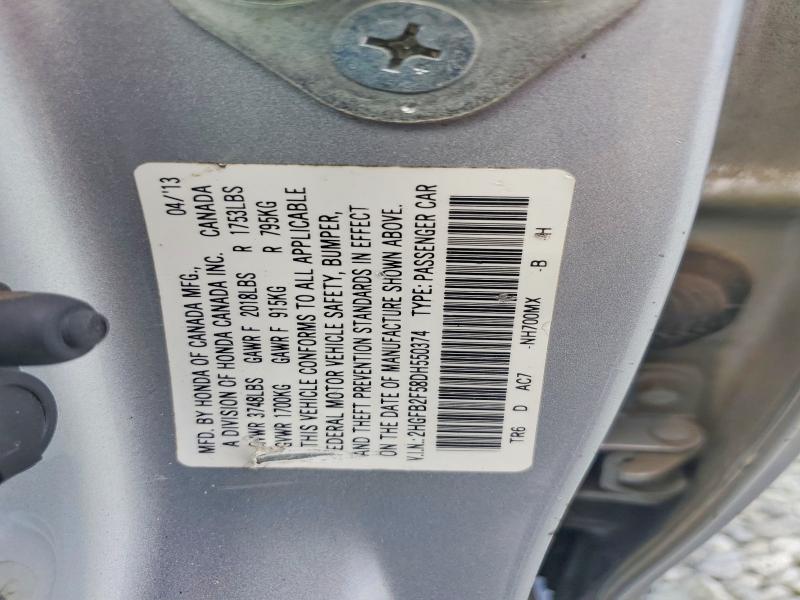 Продаж на аукціоні авто 2013 Honda Civic, vin: 2HGFB2F58DH550374, номер лоту: 54715076