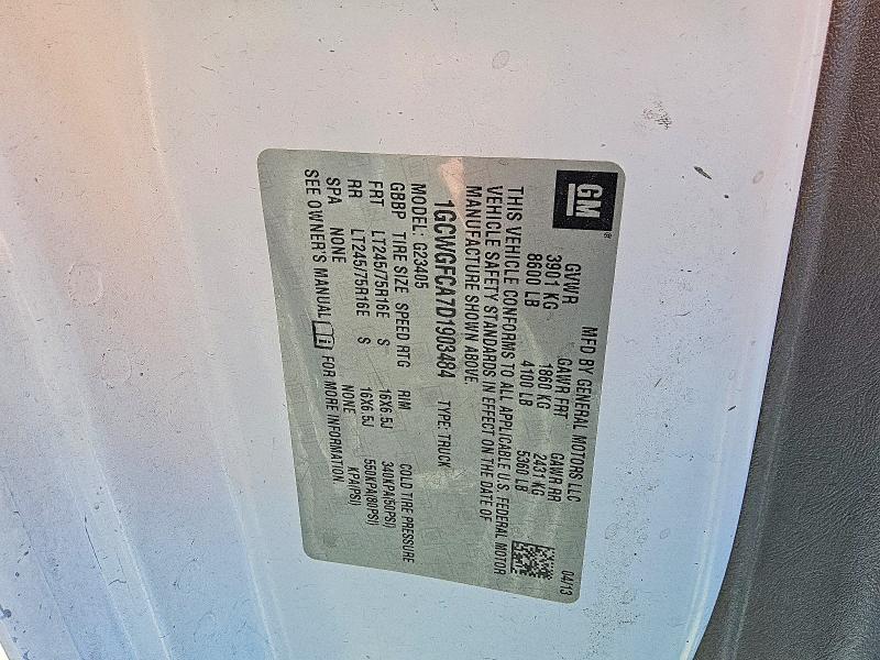 Aukcja sprzedaży 2013 Chevrolet Express G2500, vin: 1GCWGFCA7D1903484, numer aukcji: 53878886