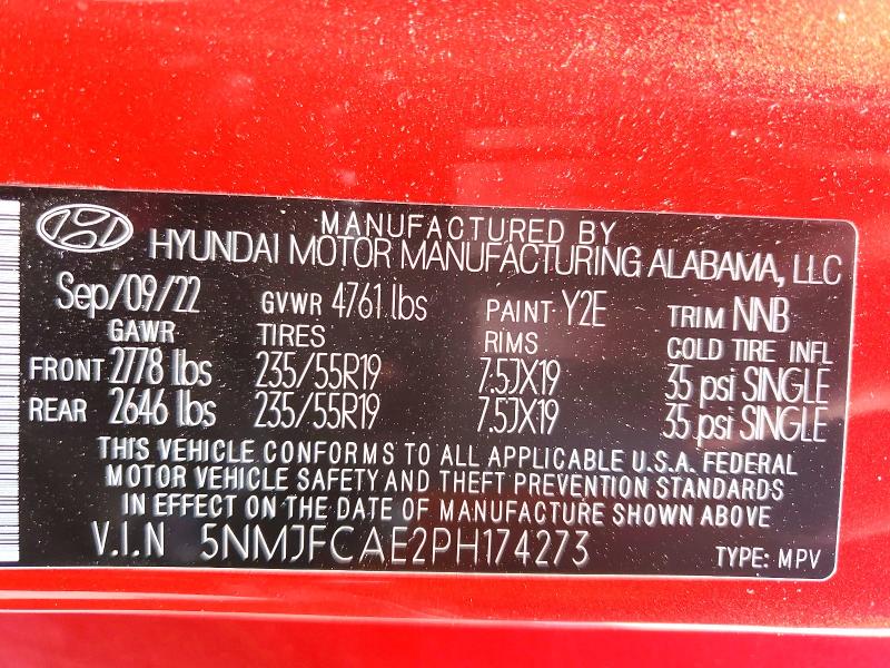 2023 Hyundai Tucson მანქანა იყიდება აუქციონზე, vin: 5NMJFCAE2PH174273, აუქციონის ნომერი: 54513596