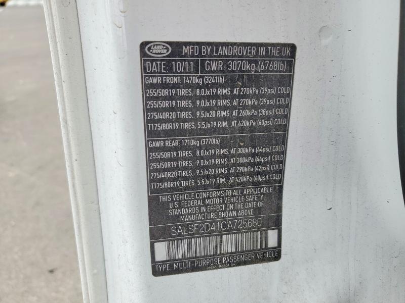 Продаж на аукціоні авто 2012 Land Rover Range Rover Sport, vin: SALSF2D41CA725680, номер лоту: 52688046