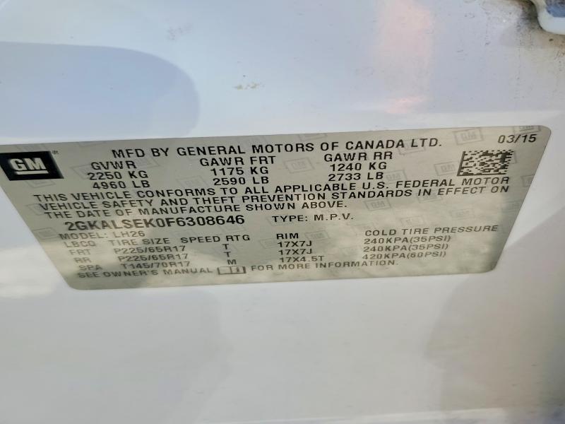 52266126 :رقم المزاد ، 2GKALSEK0F6308646 vin ، 2015 Gmc Terrain مزاد بيع