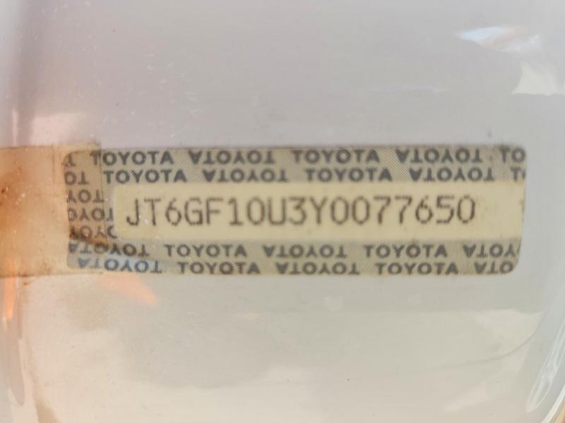 54916566 :رقم المزاد ، JT6GF10U3Y0077650 vin ، 2000 Lexus Rx مزاد بيع