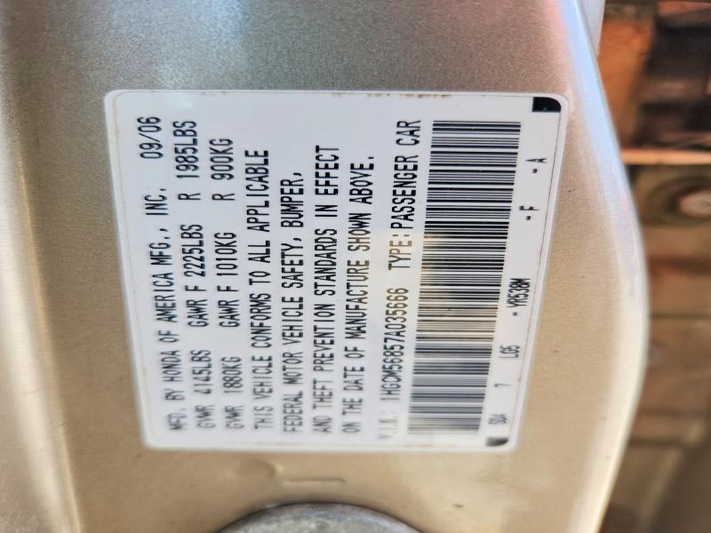 Aukcja sprzedaży 2007 Honda Accord, vin: 1HGCM56857A035666, numer aukcji: 52489216