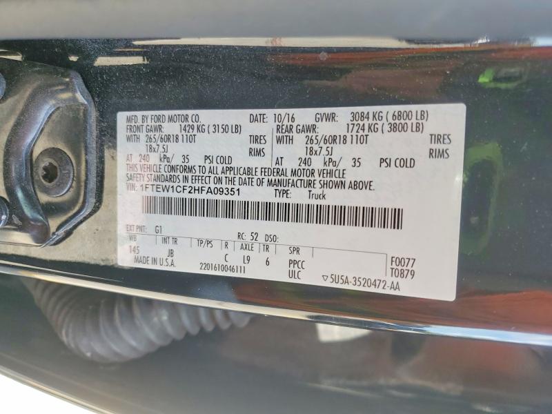 Продажа на аукционе авто 2017 Ford F150, vin: 1FTEW1CF2HFA09351, номер лота: 54108476