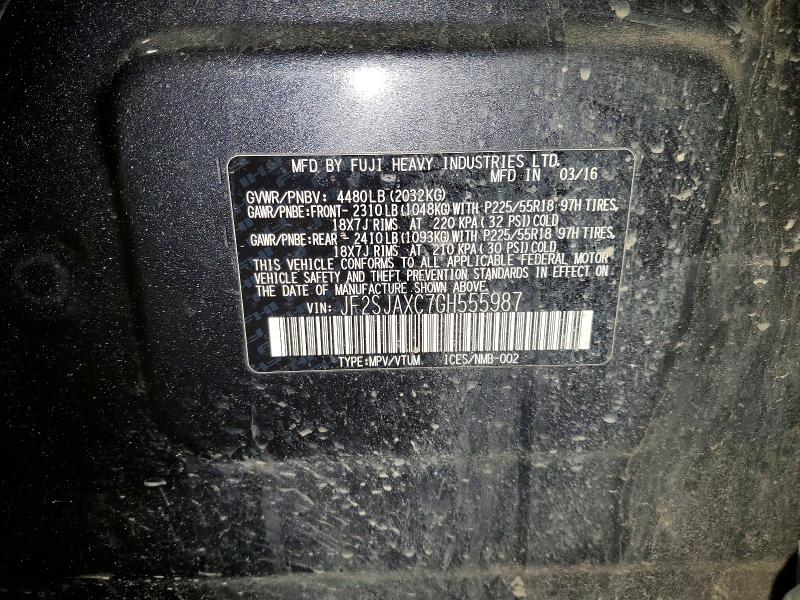 Продаж на аукціоні авто 2016 Subaru Forester, vin: JF2SJAXC7GH555987, номер лоту: 52922016