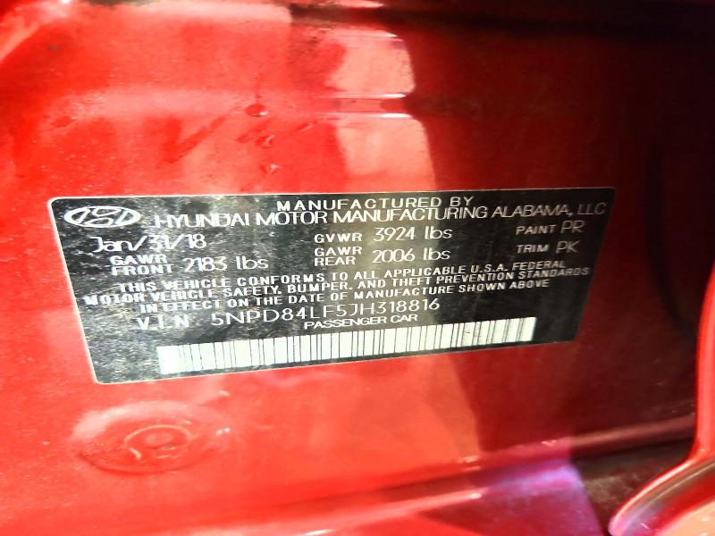 53274906 :رقم المزاد ، 5NPD84LF5JH318816 vin ، 2018 Hyundai Elantra مزاد بيع