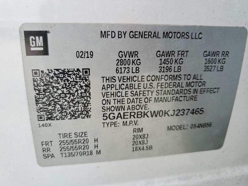 Продажа на аукционе авто 2019 Buick Enclave, vin: 5GAERBKW0KJ237465, номер лота: 53102186